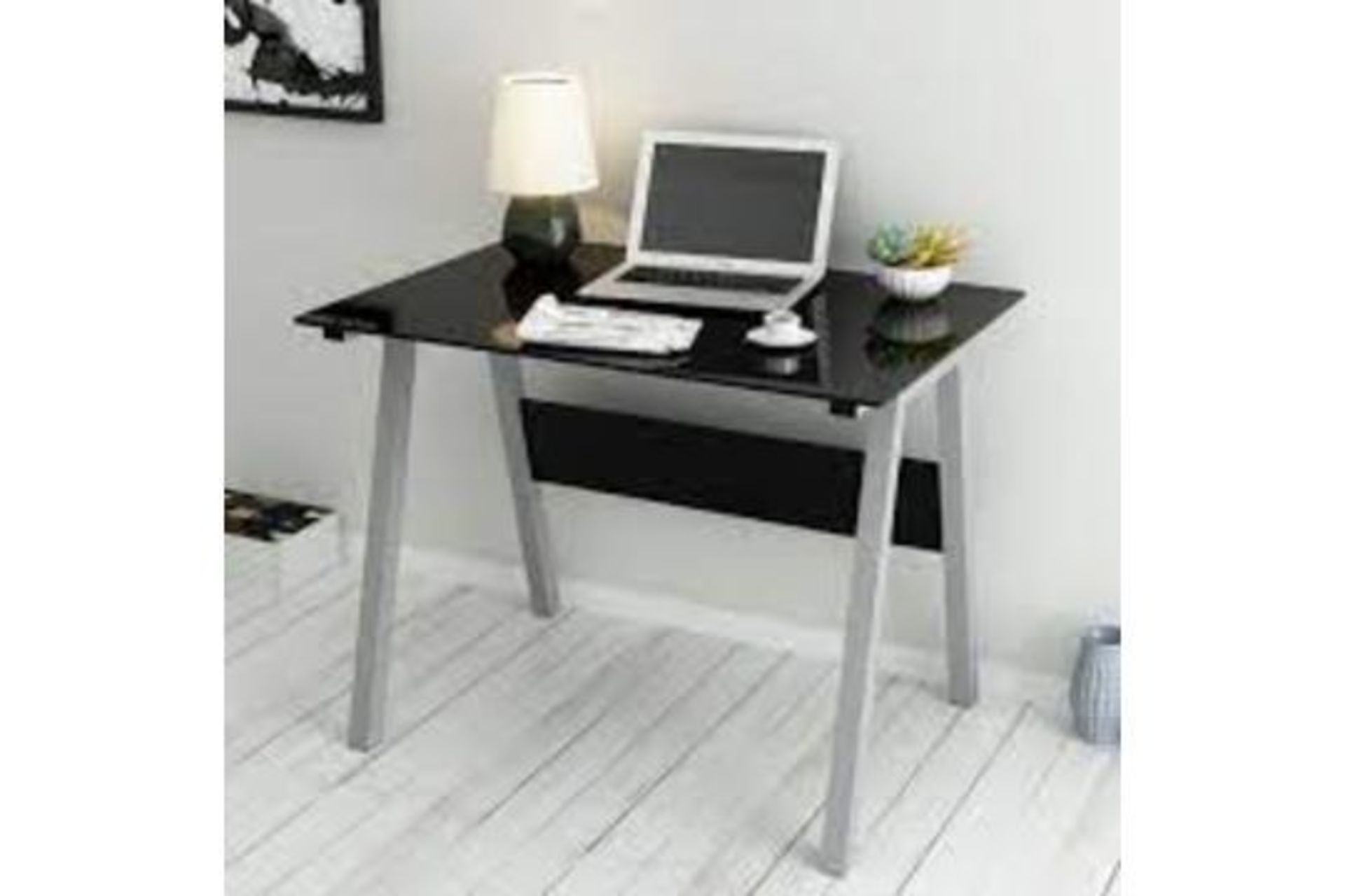 Tempered Glass Top Computer Desk 100 x 70 x 75 cm, Black - SR4