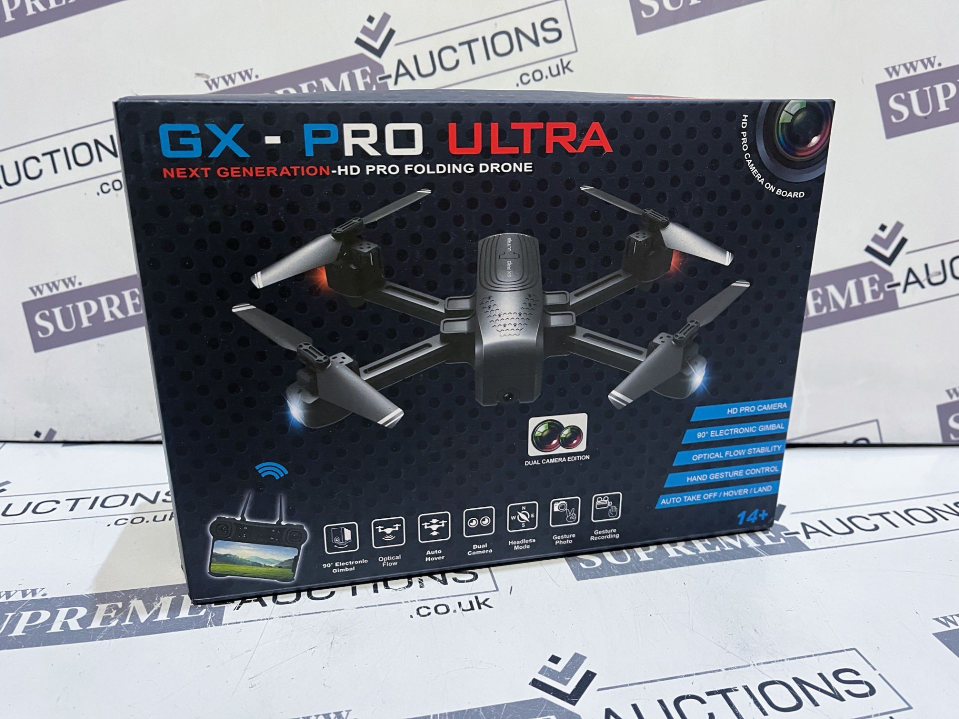 BRAND NEW GX-PRO ULTRA NEXT GENERATION HD PRO FOLDING DRONE RRP £289 HD PRO CAMERA, 90 DEGREE