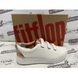 3 X BRAND NEW FITFLOP RALLY METALLIC BACK LEATHER STRAP SNEAKERS URBAN WHITE ROSE GOLD SIZE 9 S1-28