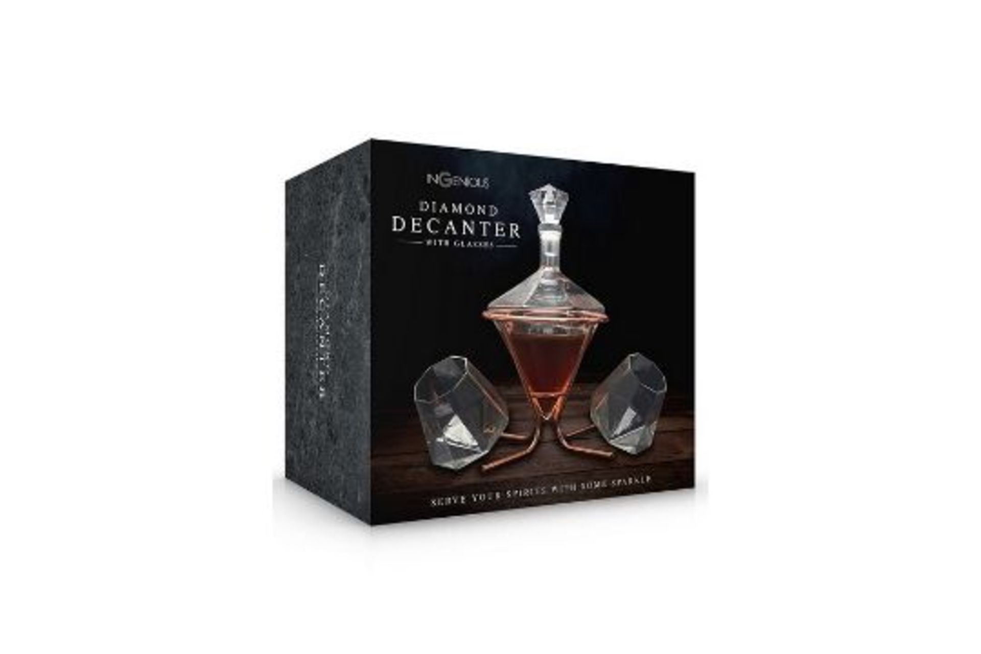 2 X New & Boxed DIAMOND DECANTER & GLASSES SET. RRP £59 EACH. Bring some bling to your home bar or