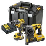 New & Boxed DeWalt DCK207P2T-GB - XR Brushless Combi SDS Twin Pack - DCH273 SDS & DCD796 with 2x 5AH