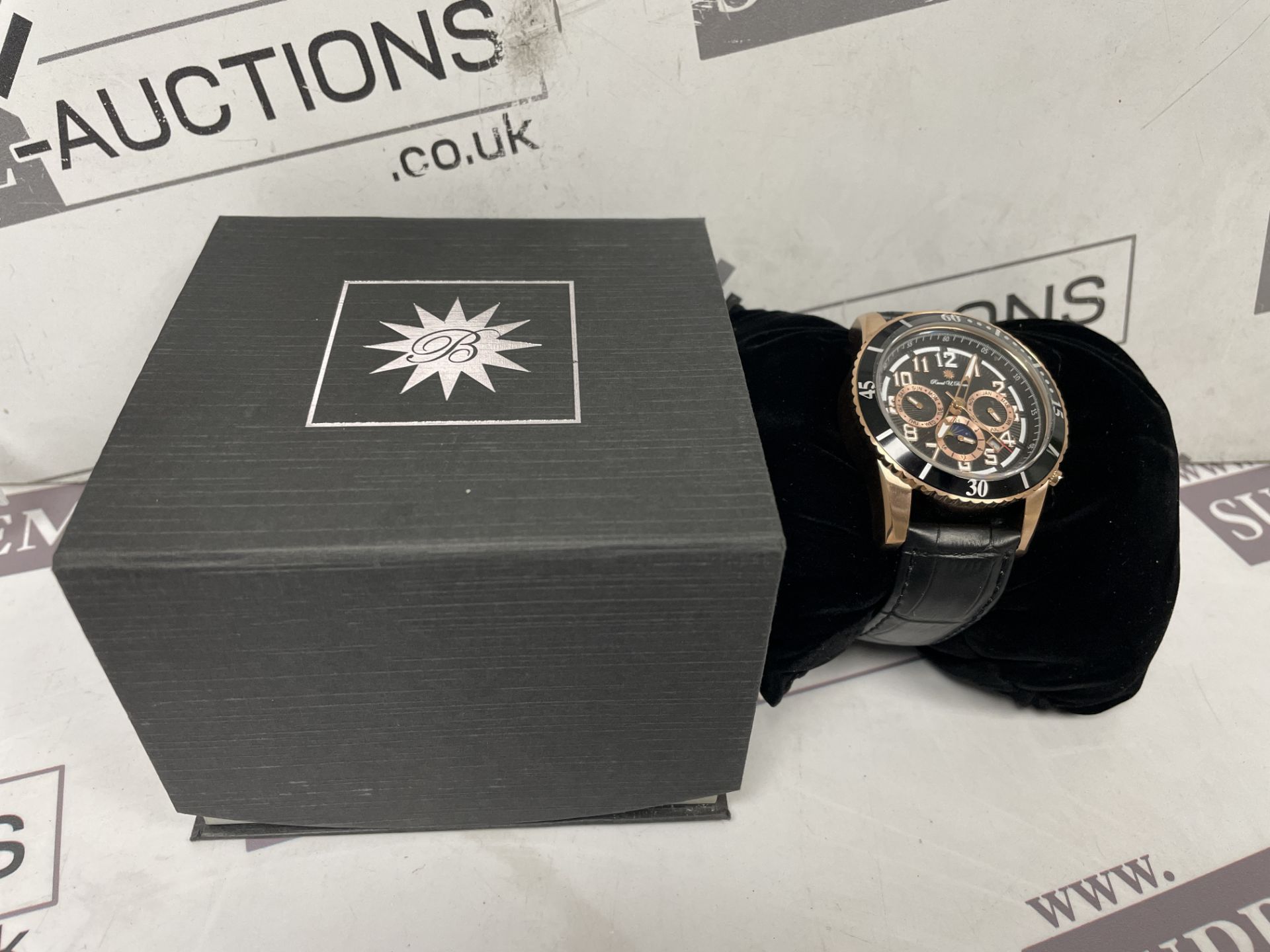 BRAND NEW RAOUL UWE BRAUN 44MM Stainless Steel Automatic Skeleton Chrono Watch. ROSE GOLD. RRP £205.