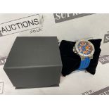 BRAND NEW DELOREAN 45MM Mens Shocker Automatic Watch. BLUE. RRP £165. (OFC6002). Stainless steel