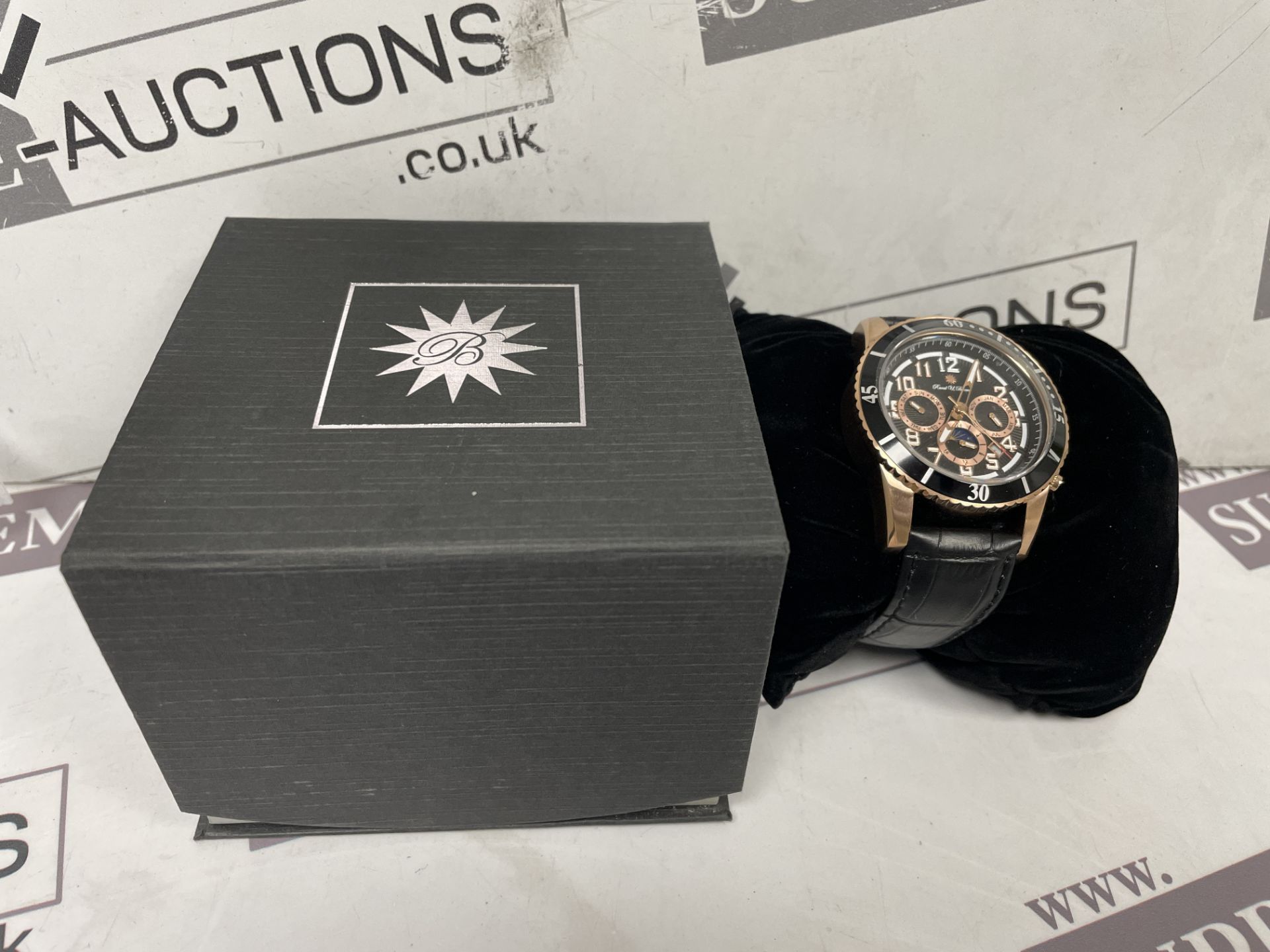 BRAND NEW RAOUL UWE BRAUN 44MM Stainless Steel Automatic Skeleton Chrono Watch. ROSE GOLD. RRP £205.