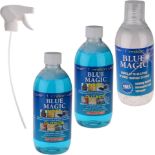 12 X BRAND NEW Blue Magic Cleaning Solution, 2 x 500ml Bottles, with Mixer Bottle, Spray Nozzle
