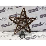 31 X BRAND NEW WOODEN STAR LIGHT UP CHRISTMAS TREE TOPPERS R8-2