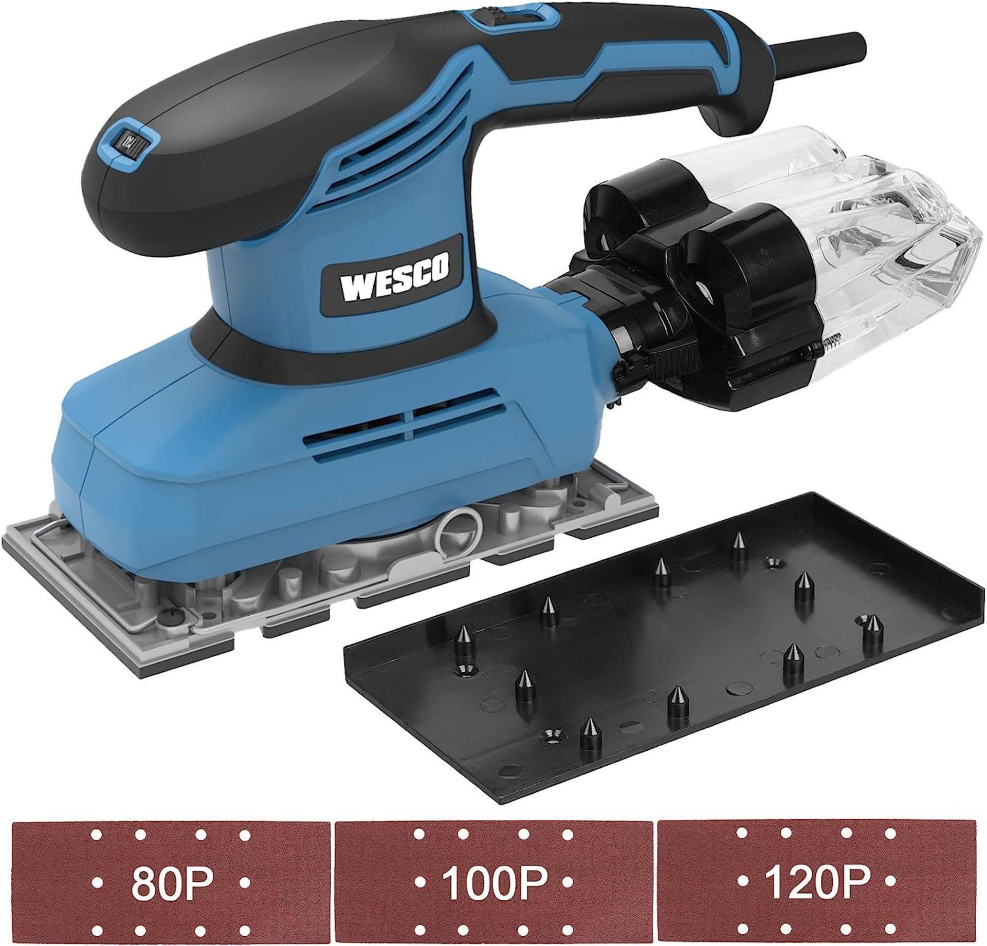 2 X NEW BOXED WESCO 240W 1/3 Sheet Sander with Aluminum Base, 7 Variable Speed Electric Orbital