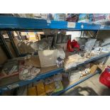 LARGE MIXED LOT ON 1 SHELF INCLUDING CONSUMABLES, LIGHTS, CLEANING PRODUCTS, DEHUMIDIFIER ETC S1-8