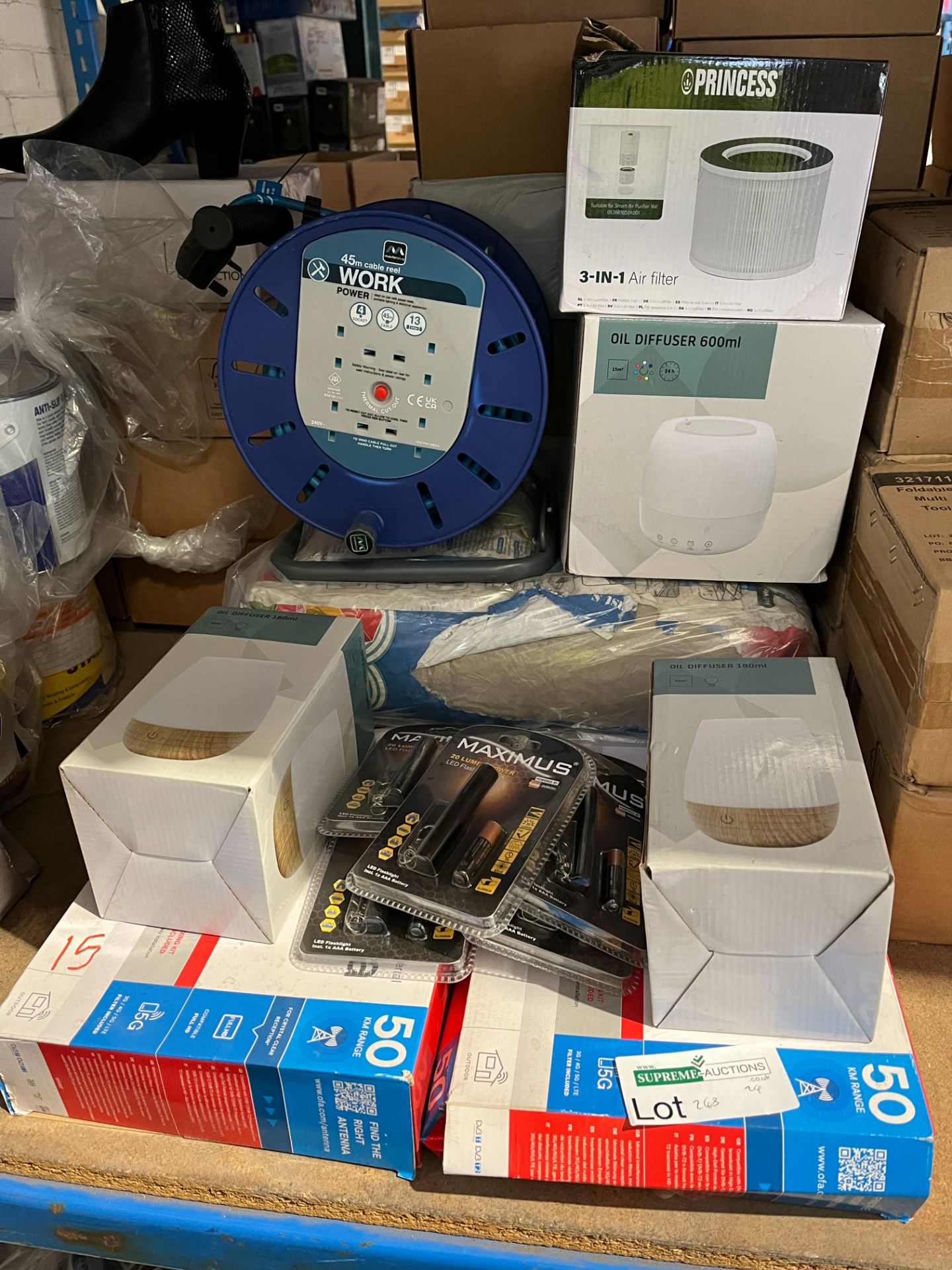 15 PIECE MIXED LOT INCLUDING EXTENSION REEL, OIL DIFUSER, AIR FILTER ETC S1-32