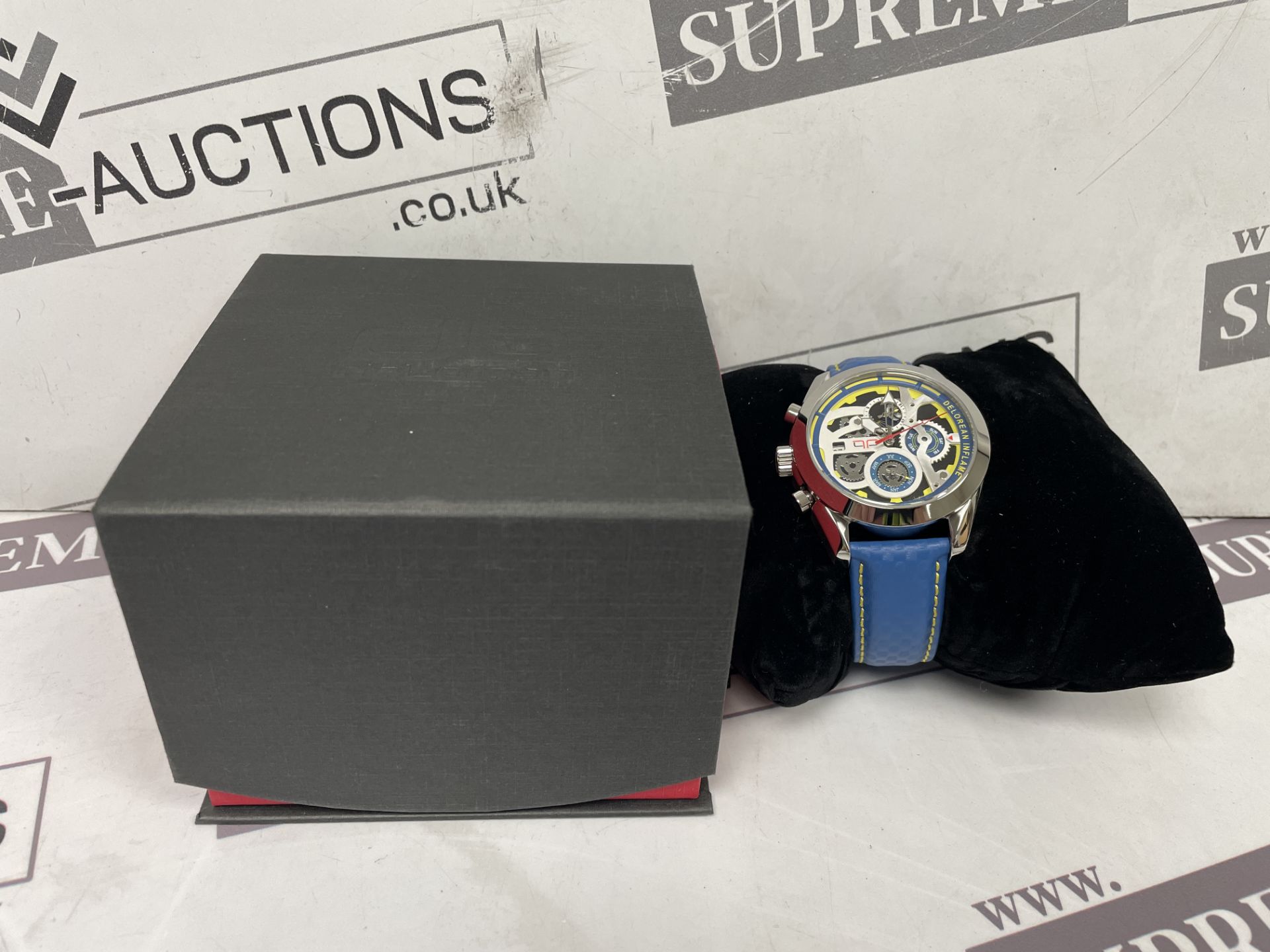 BRAND NEW DELOREAN 41MM Mens Inflame Automatic Chrono Watch. BLUE. RRP £165. (OFC1004). Stainless