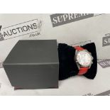 BRAND NEW DELOREAN 41MM Mens Inflame Automatic Chrono Watch. RED. RRP £165 (OFC1002). Stainless