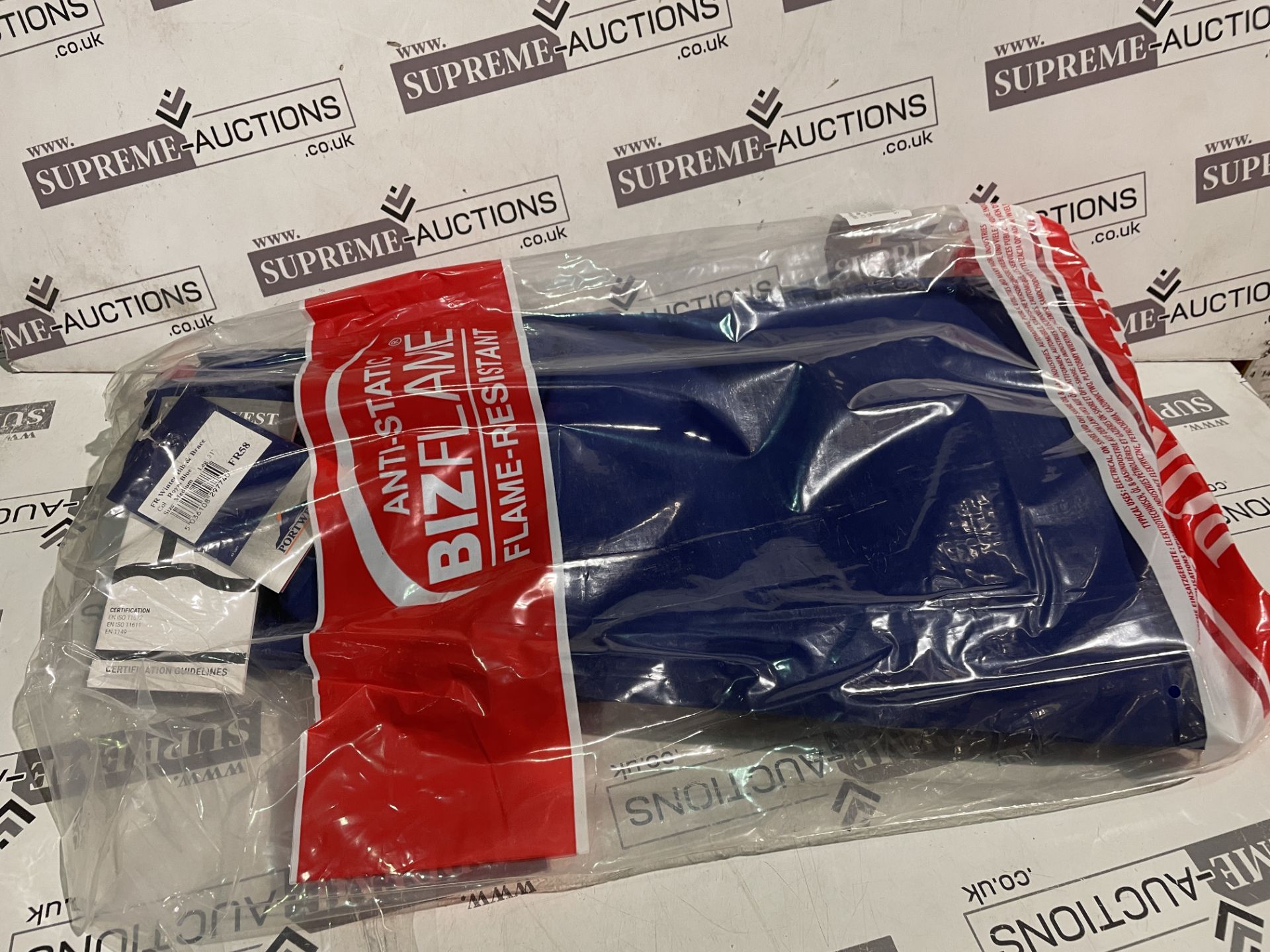 12 X BRAND NEW PORTWEST FIRE RESISTANT WINTER BIB AND BRACE NAVY SIZE MEDIUM R6-8