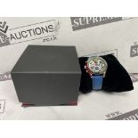 BRAND NEW DELOREAN 41MM Mens Inflame Automatic Chrono Watch. BLUE. RRP £165. (OFC1004). Stainless