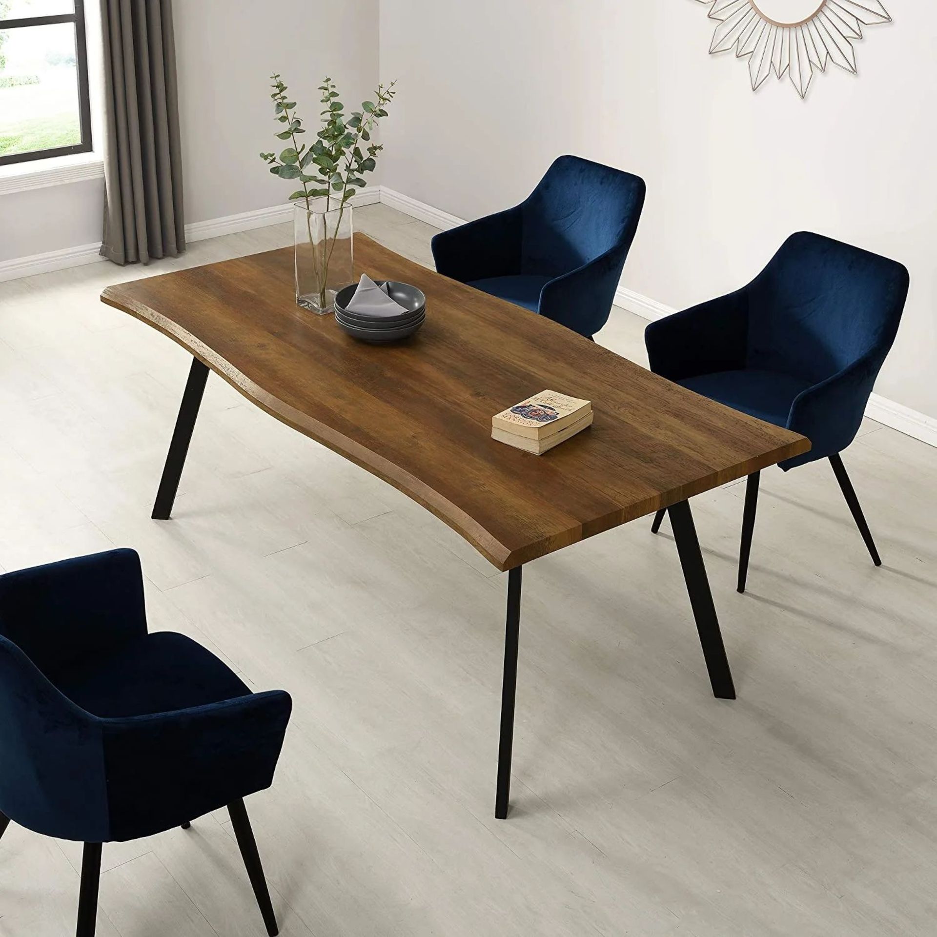 Kenora Wood Effect 150 cm Dining Table with Curved Edges 4 Seater. - SR3. RRP £329.99. Featuring