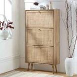 Frances Rattan 3 Tier Shoe Storage Cabinet, Natural. - SR3. RRP £239.99. Crafted from natural rattan