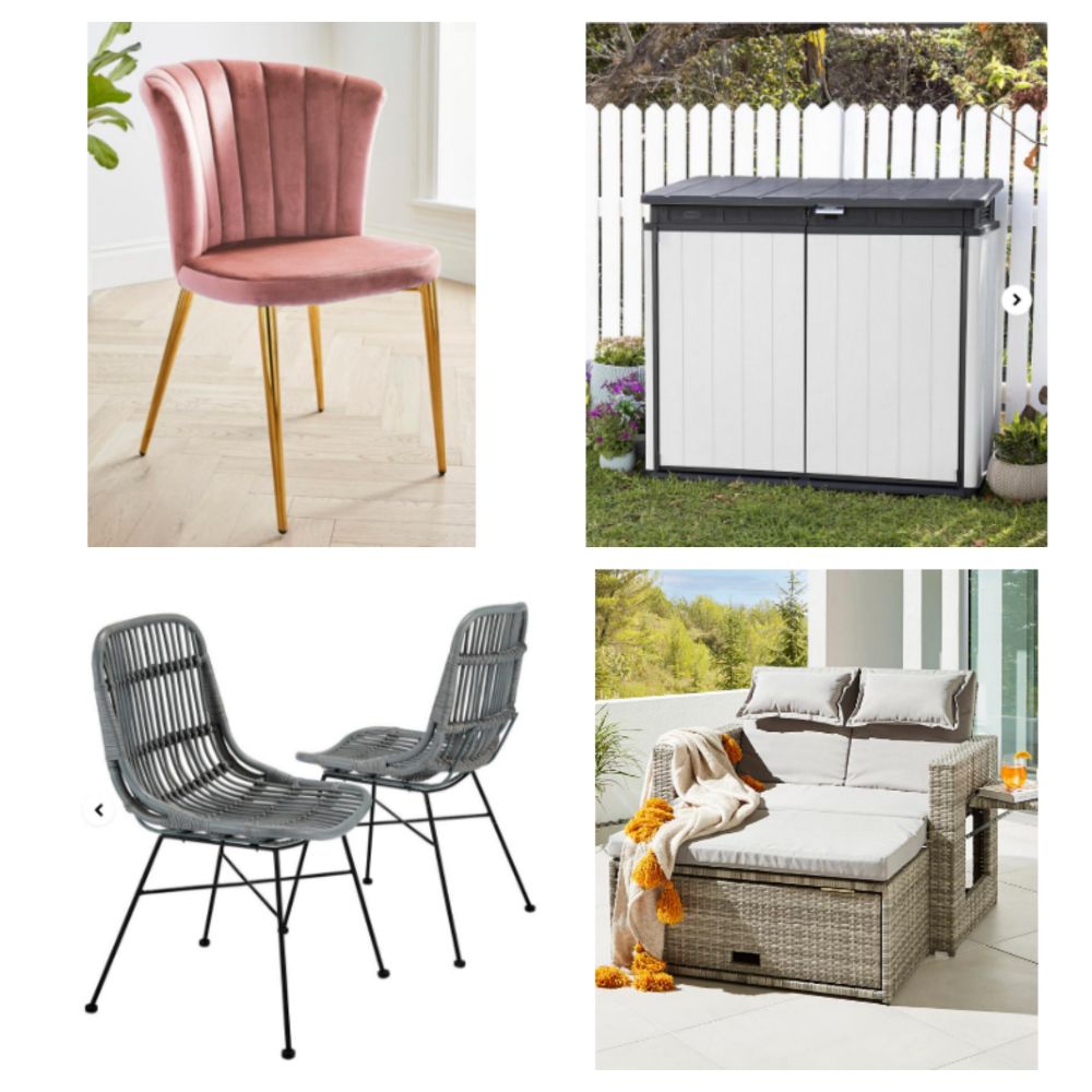 Keter Garden Sheds, Rattan Outdoor Furniture Sets, Power Tools, Lawnmowers, Wardrobes, Chest Drawers, Dining Chairs, BBQs and more