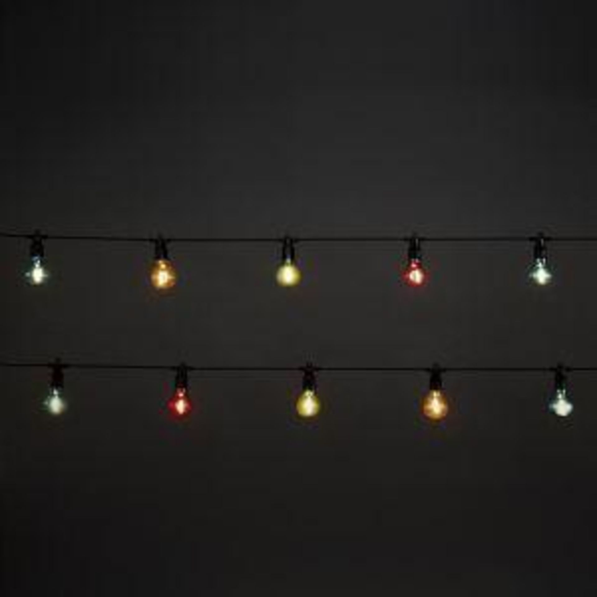 20 Warm White Festoon Connectable Multicoloured LED String Lights with Black Cable - P4. These