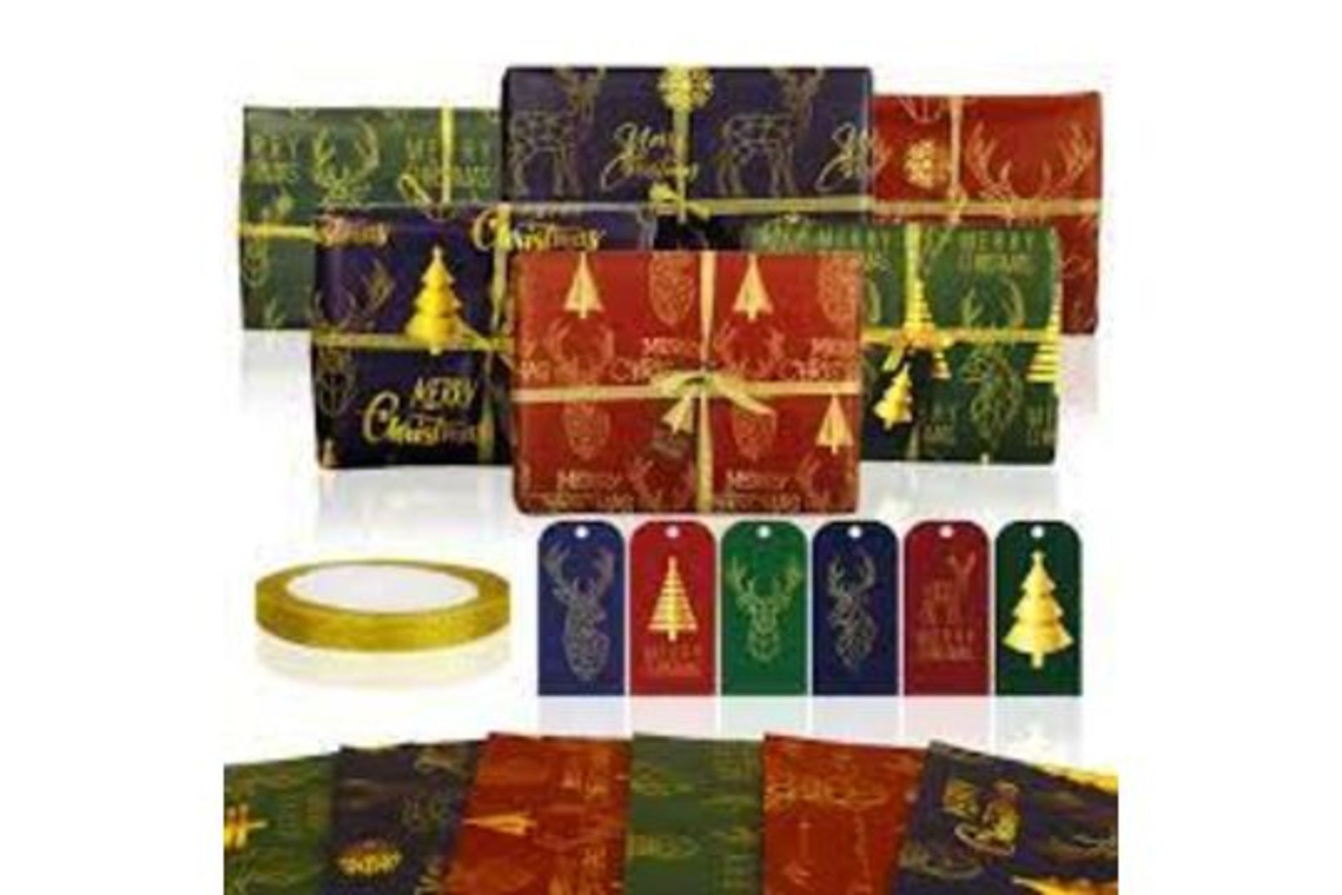 TRADE LOT 300 X BRAND NEW ASSORTED SETS OF 6 FOLDED SHEETS LUXURY CHRISTMAS WRAPPING PAPER SETS IN - Image 3 of 4