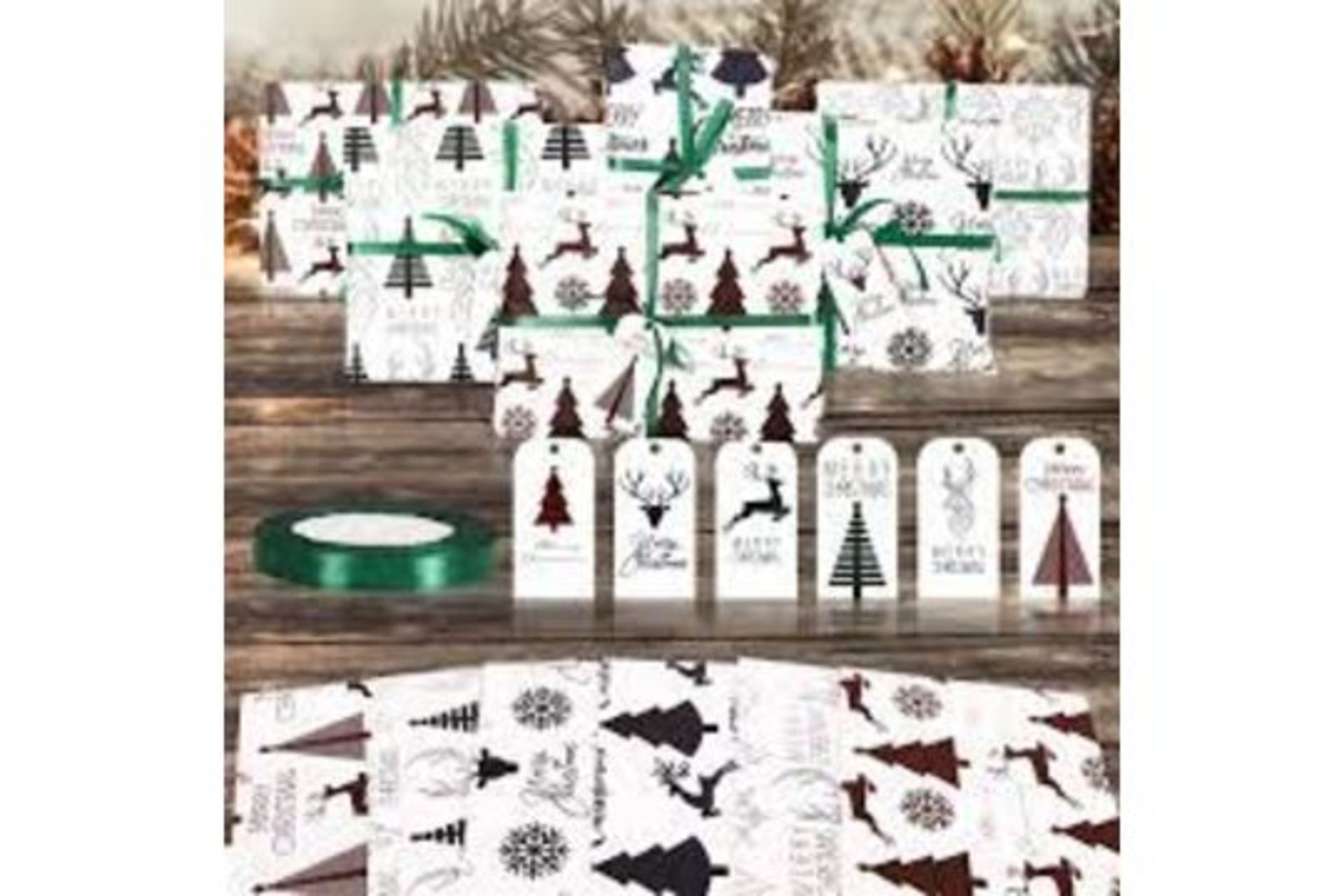 TRADE LOT 150 X BRAND NEW ASSORTED SETS OF 6 FOLDED SHEETS LUXURY CHRISTMAS WRAPPING PAPER SETS IN - Image 4 of 4