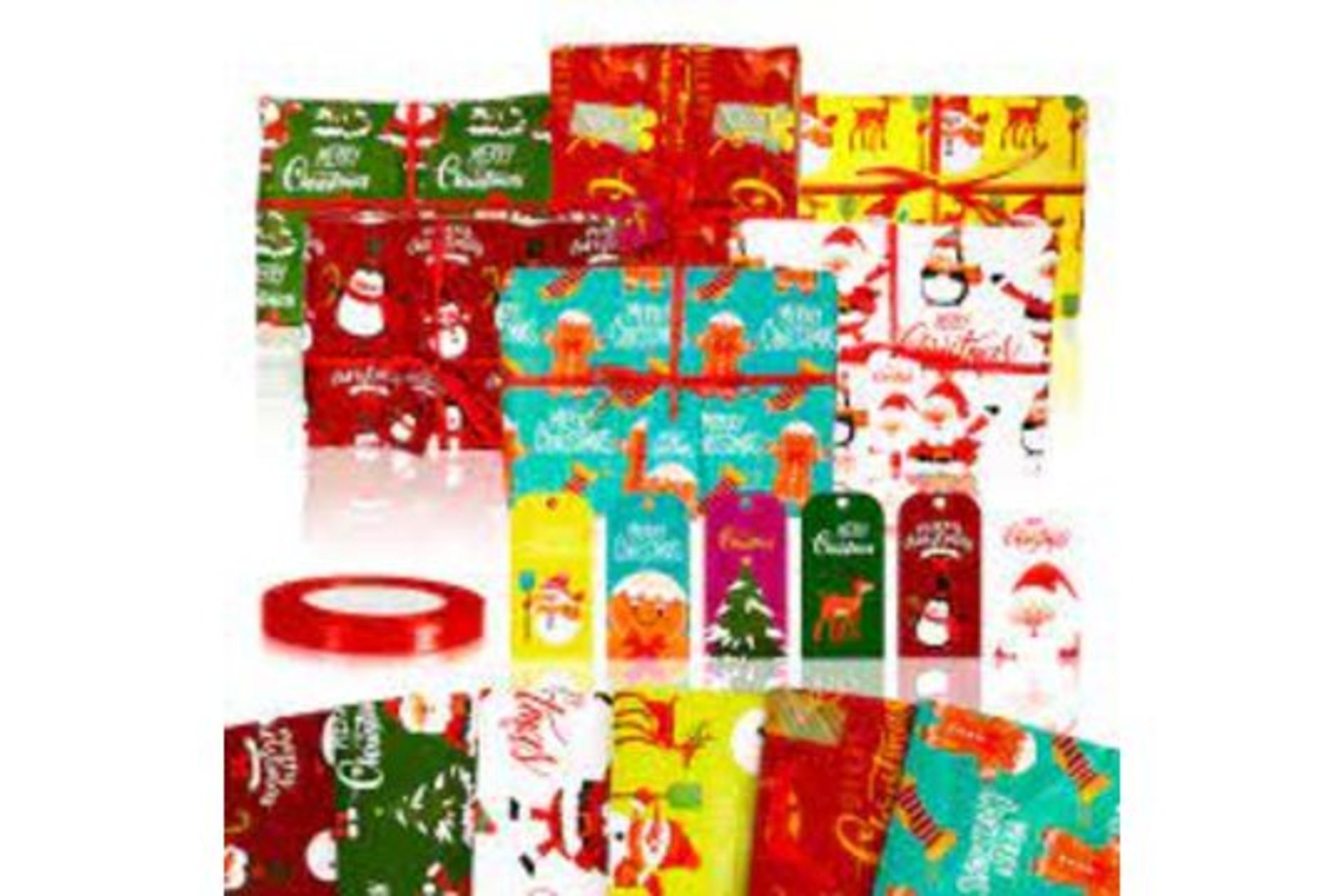 TRADE LOT 600 X BRAND NEW ASSORTED SETS OF 6 FOLDED SHEETS LUXURY CHRISTMAS WRAPPING PAPER SETS IN - Image 2 of 4