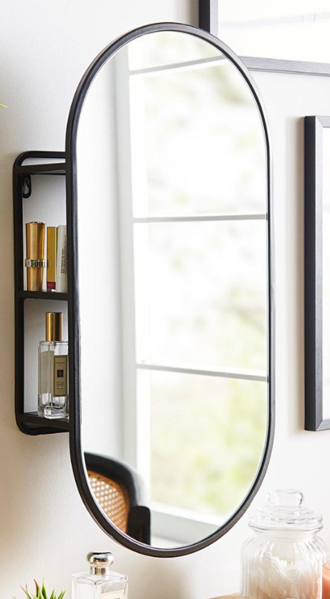 Oval Hidden Storage Mirror. - SR46. The hidden storage mirror is an ideal addition to any home;