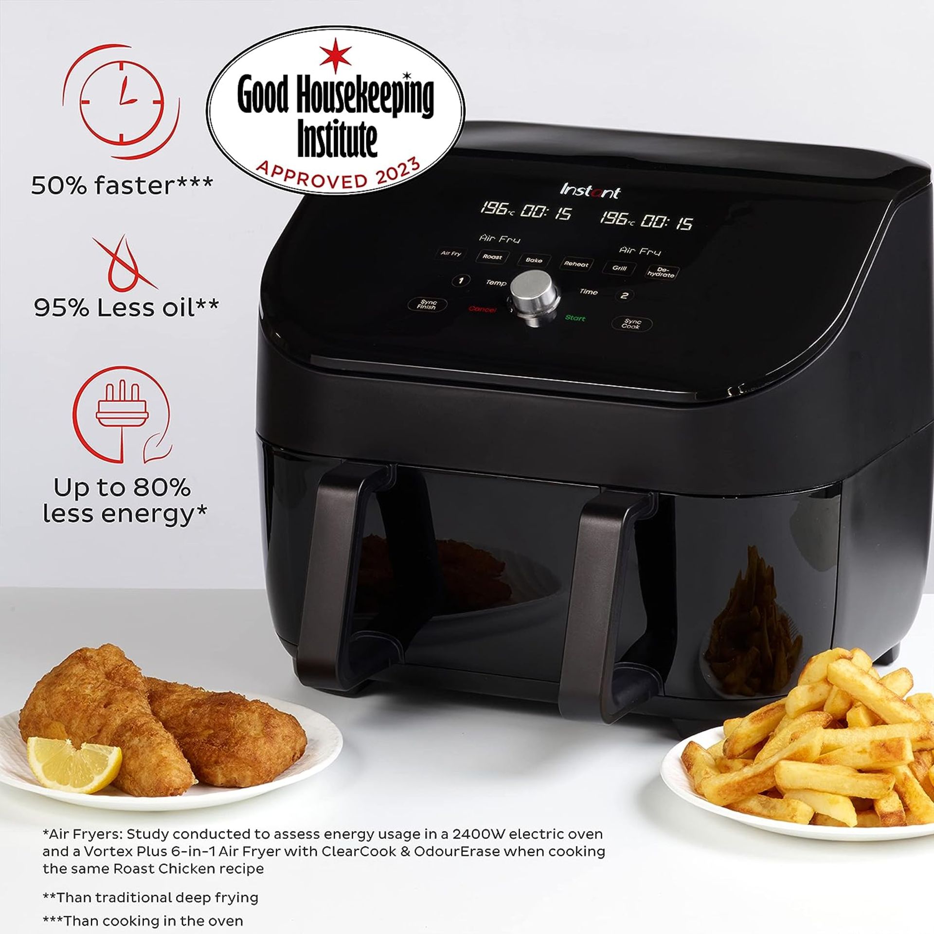 Brand New Instant Vortex Plus VersaZone - Dual Air Fryer, 8-in-1 Smart Programmes - Fry, Bake, - Image 3 of 3