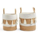 2 x Bfty BTFY Storage Baskets Jute Tassel Material - S2.