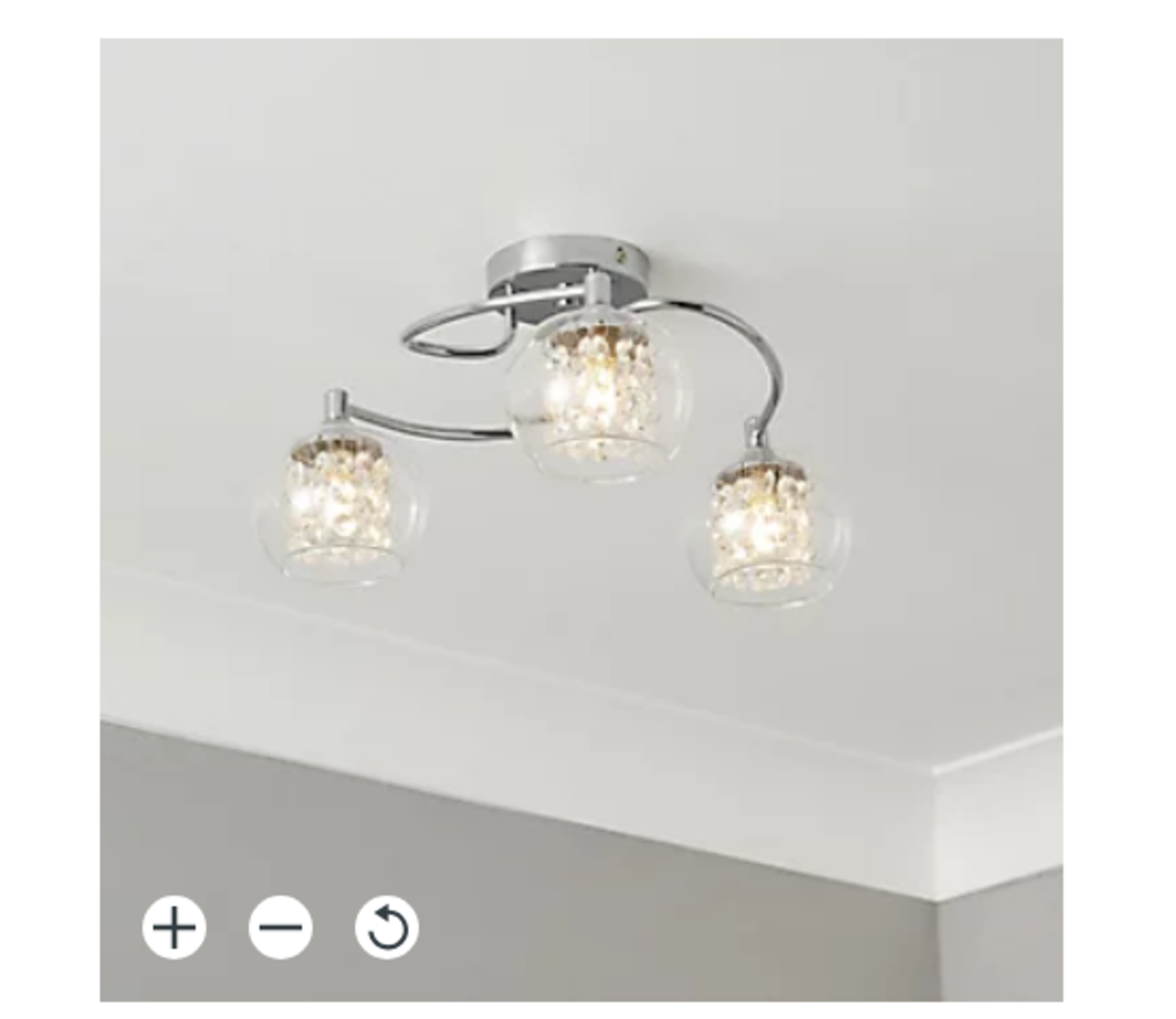 Inlight Roma Beaded Glass & steel Transparent Chrome effect 3 Lamp Ceiling light (R21). This Roma