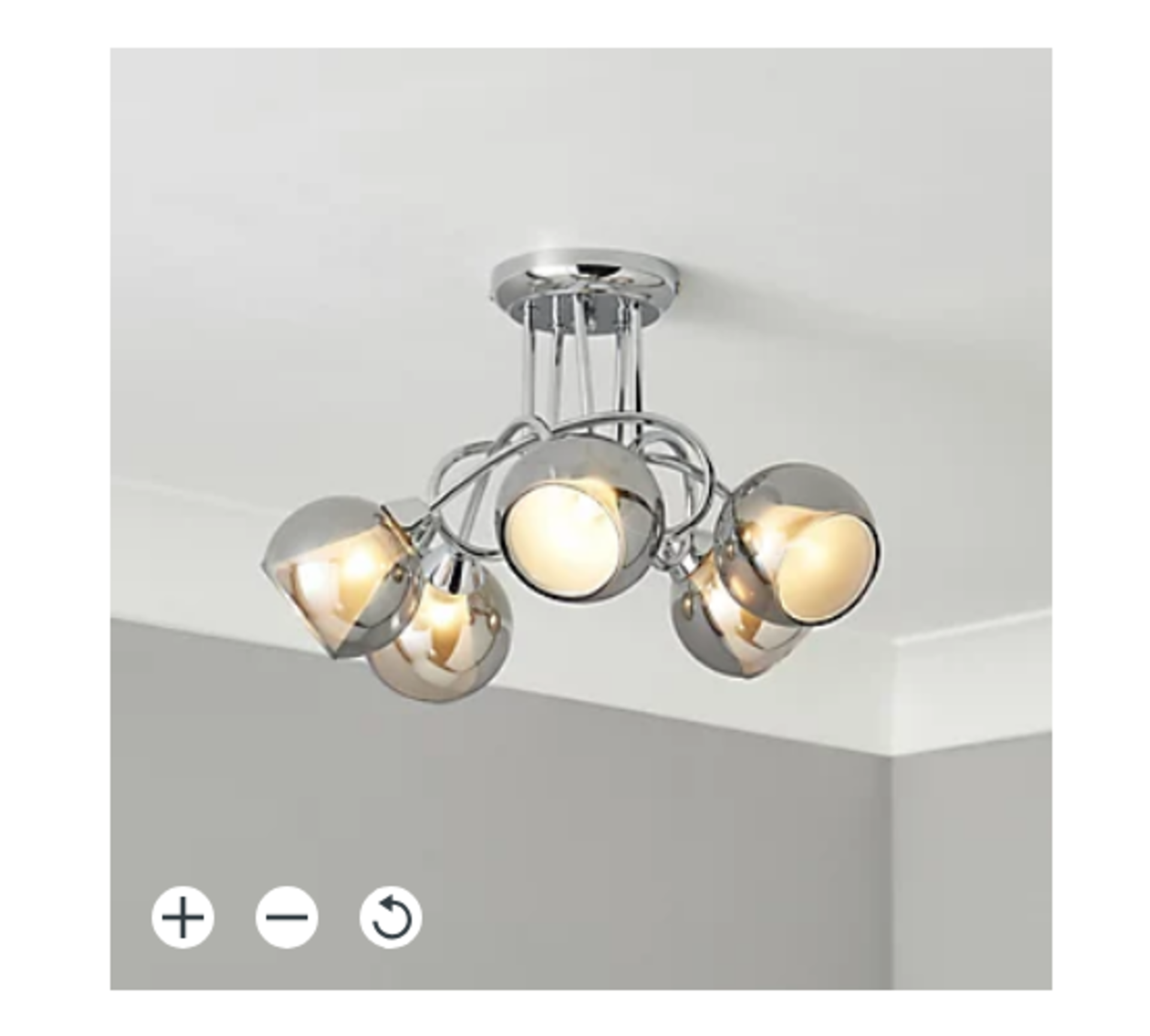 Elevate Chrome & Smoked Glass Effect 5 Lamp Ceiling Light (R21)Creatively crafted with a stunning
