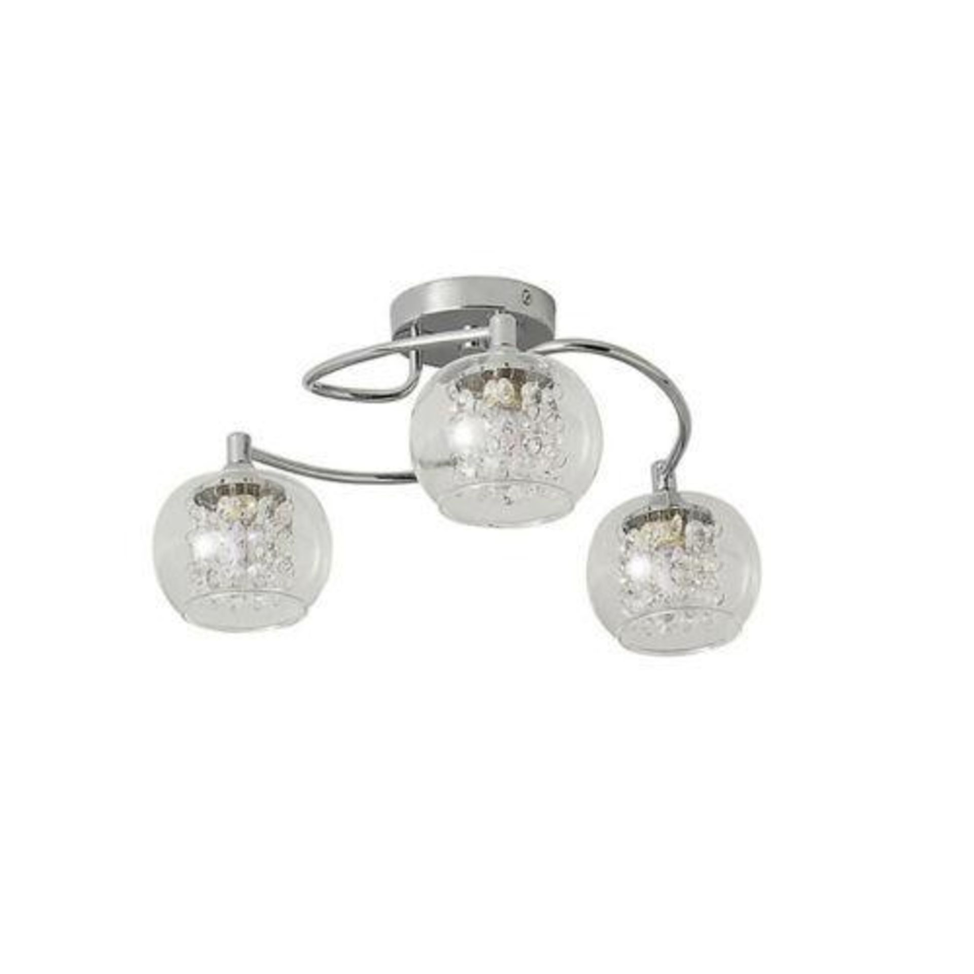 Roma Inlight Beaded Glass & Steel Transparent Chrome Effect 3 Lamp Ceiling Light (R22). This Roma