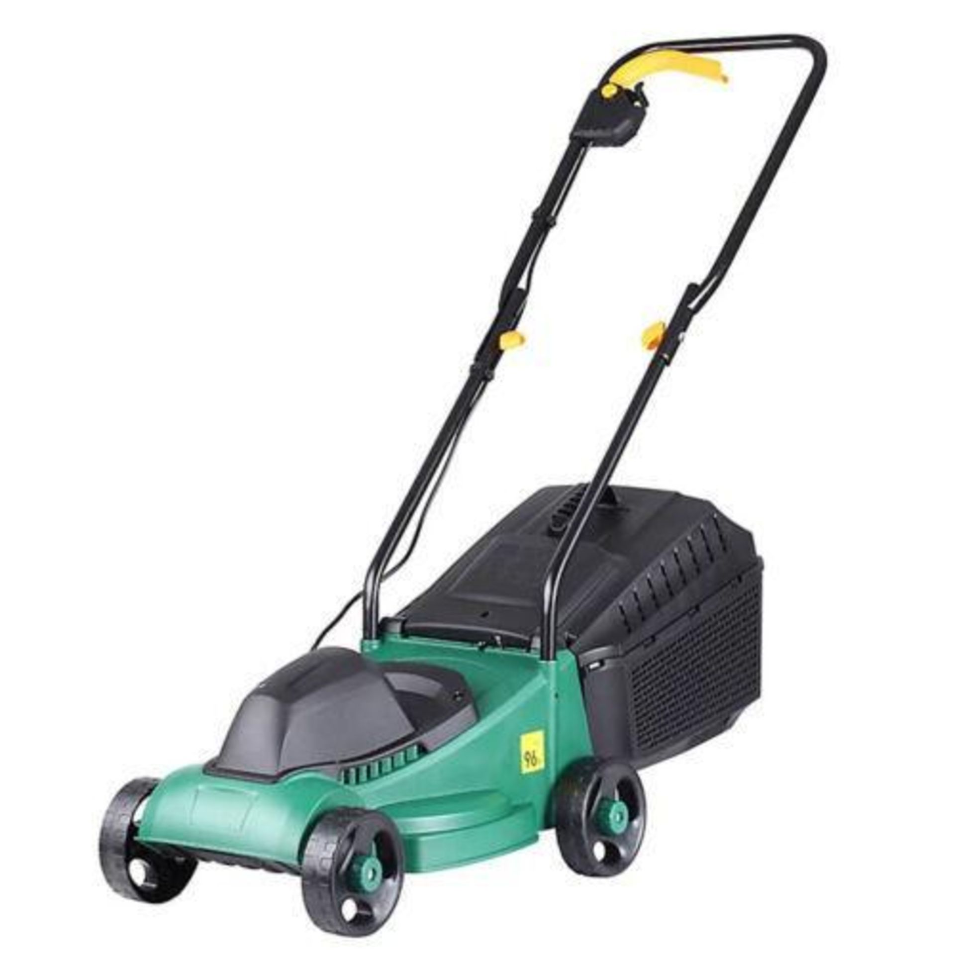 B&Q M3E1032G Corded Rotary Lawnmower (R45). 32cm lawnmower with a 27L grass collection capacity. 1.