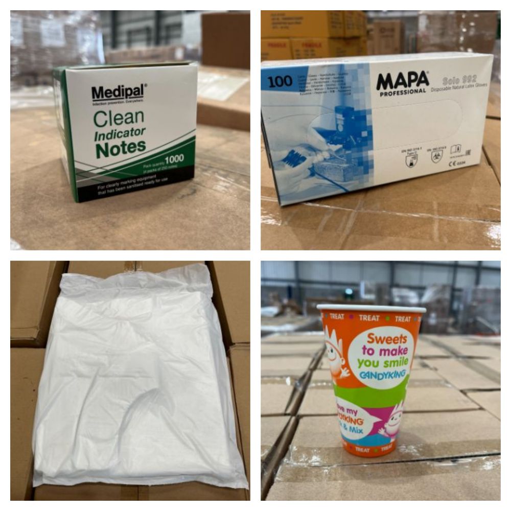 Pallets of Nitrile Gloves, Clinell Wipes, Disposable Cups, Disposable Cutlery & Much More - Delivery Available!