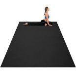 Total Tactic SP37170BK 6 ft. x 4 ft. x 8 mm Large Yoga Mat for Thick Workout Mats, Black. - SR4.