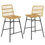 2 Set of Counter Height Rattan Dining Chair with Sturdy Metal Frame (R44)Enjoy leisure time anytime,