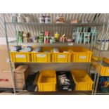 2 X 4 SHELF METAL RACKING INCLUDING CONTENTS (GLOVES, LABELS ETC)