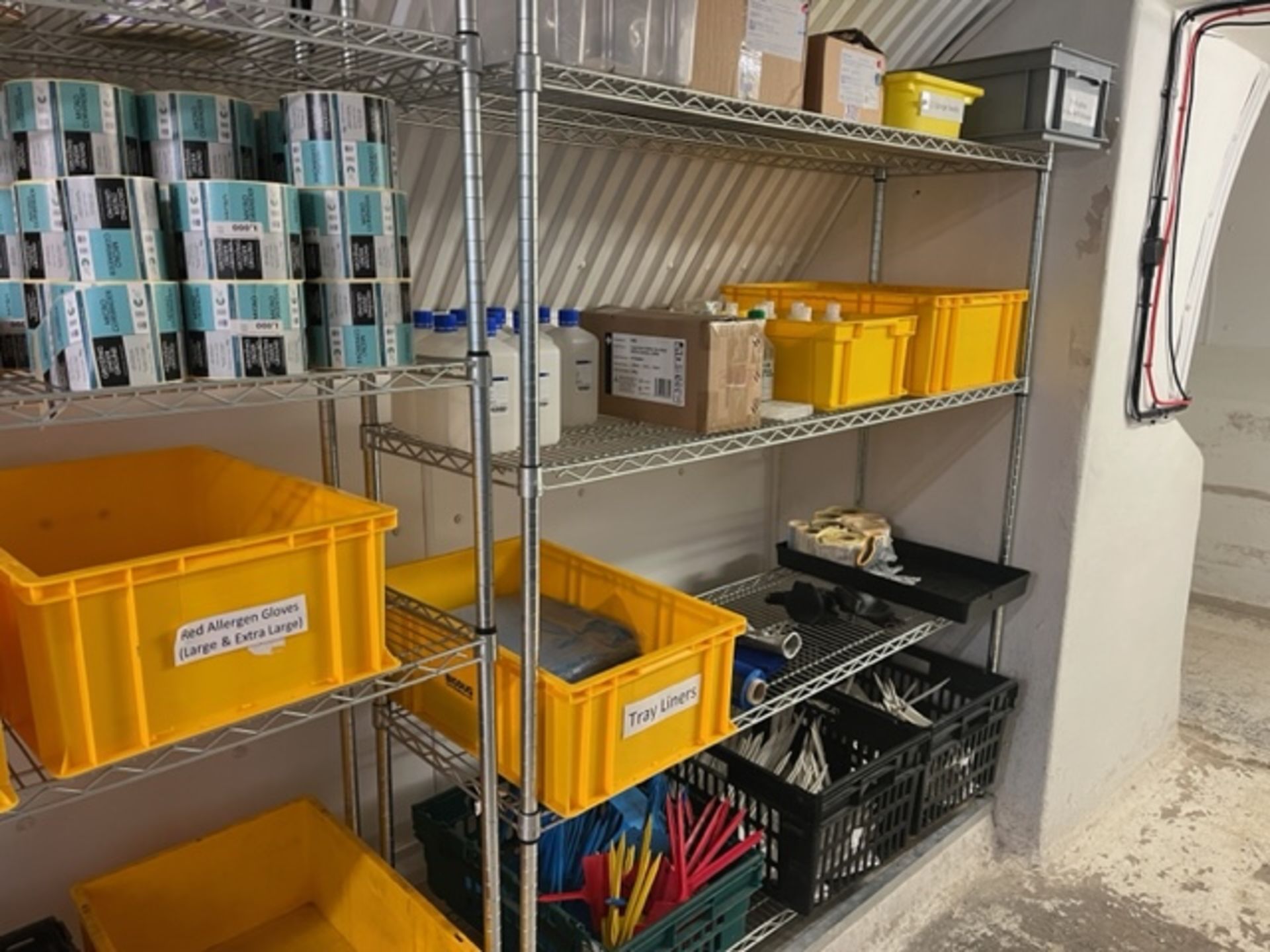 2 X 4 SHELF METAL RACKING INCLUDING CONTENTS (GLOVES, LABELS ETC) - Image 2 of 2