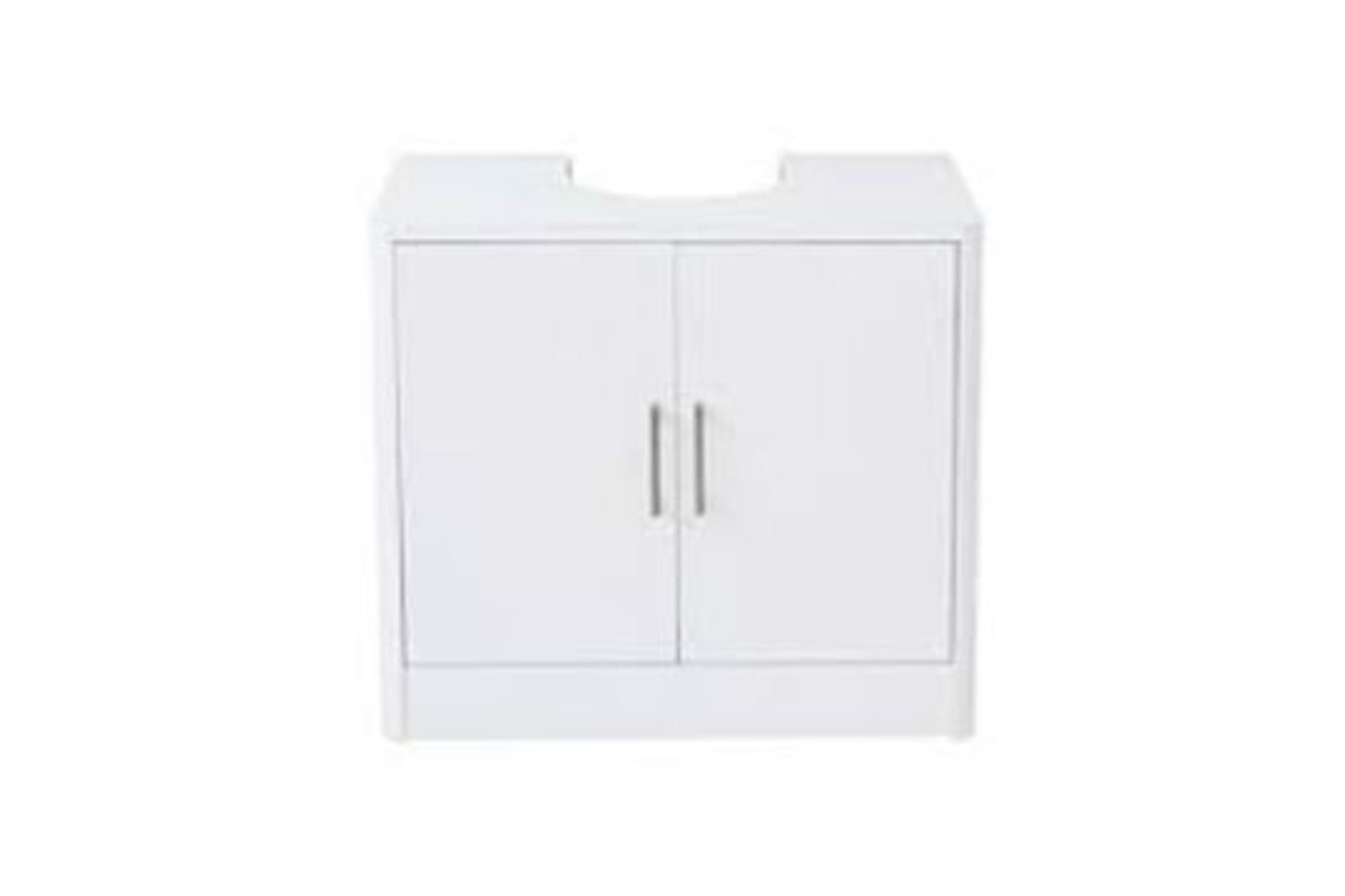 Middy 2-Door White Gloss Under Sink Basin Cabinet. - BI. This Glossy Under Sink Bathroom Cupboard