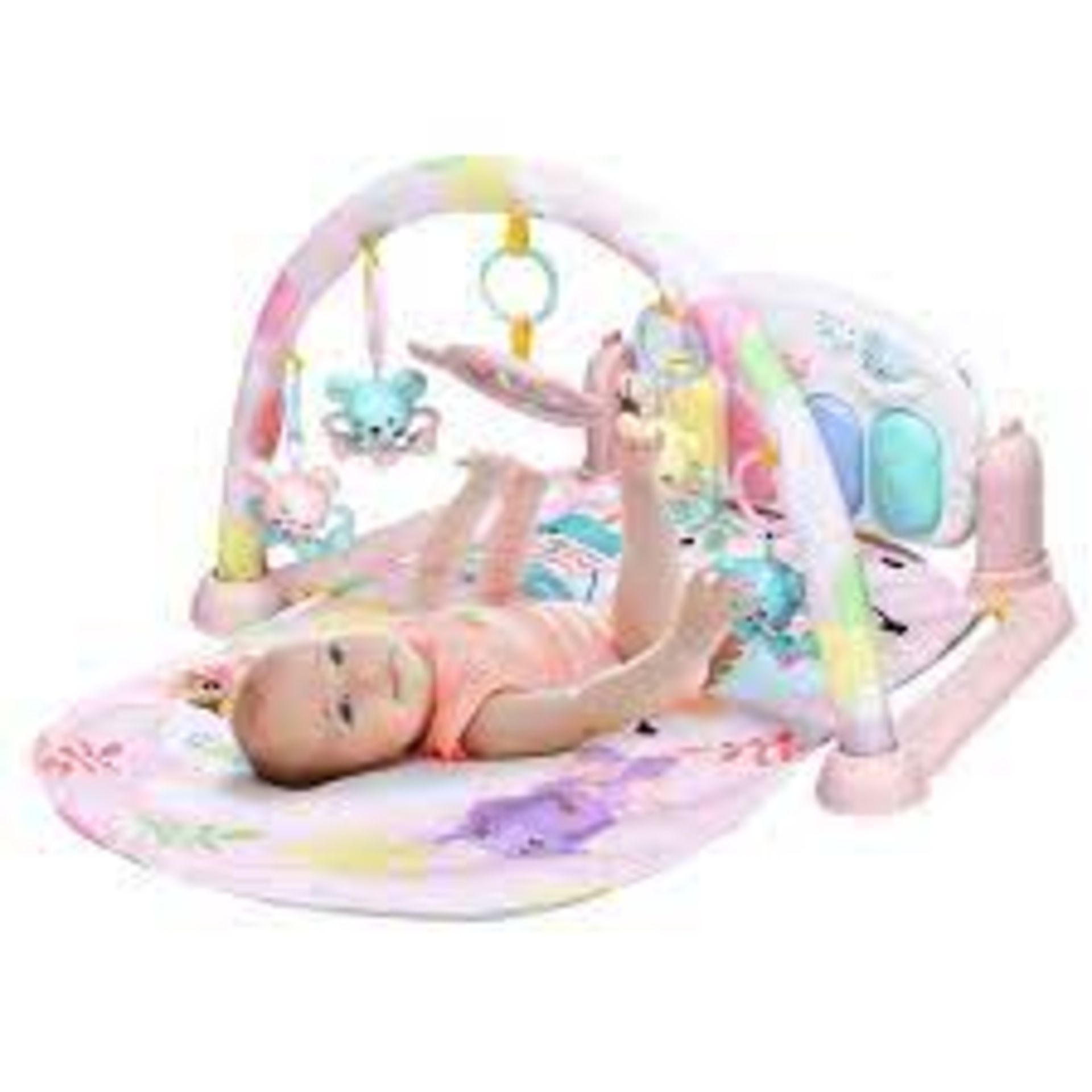 3 In 1 Fitness Music And Lights Baby Gym Play Mat-Pink. - PW.