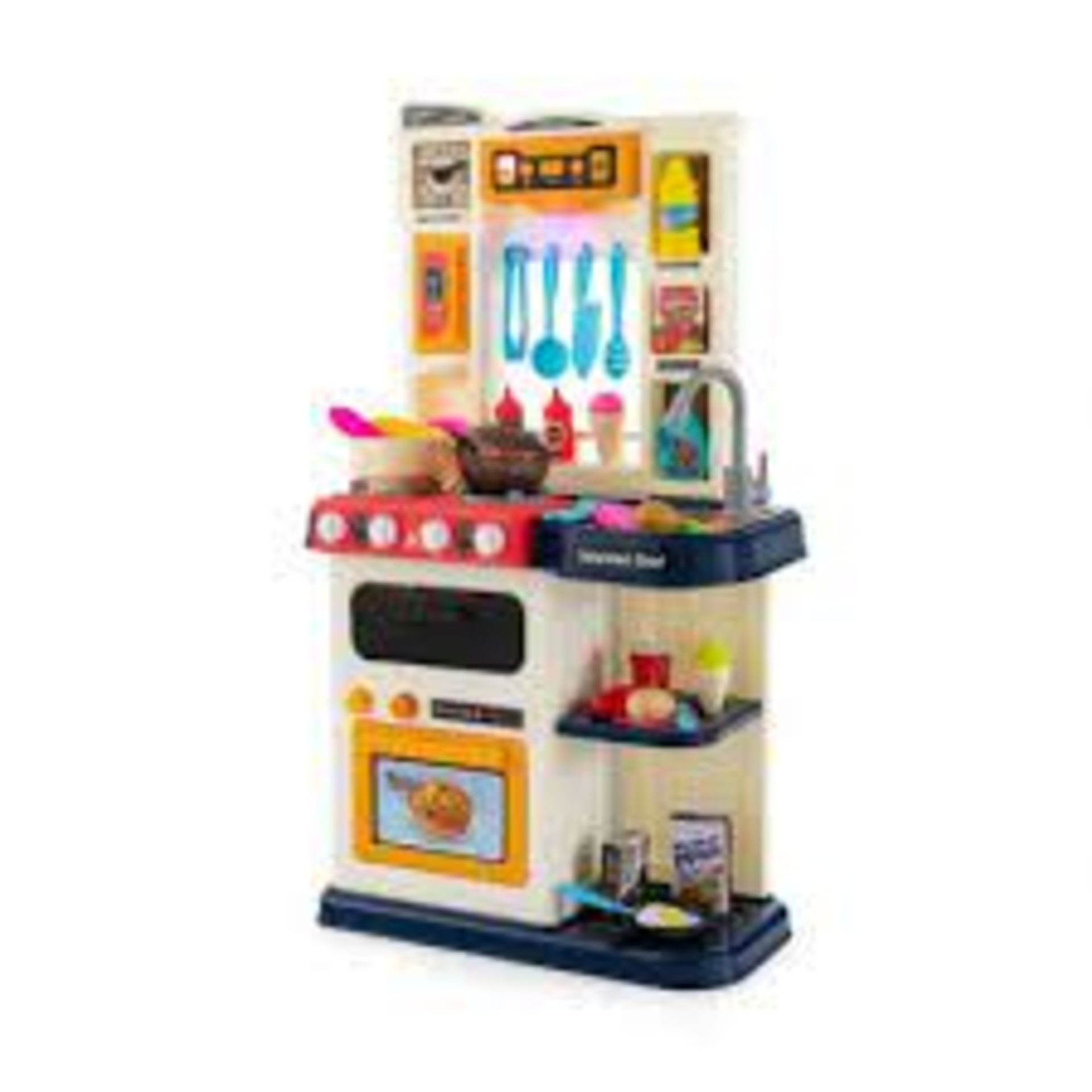 Kids Kitchen Playset with 65 Pieces Accessories - PW. This kitchen playset is loaded with real