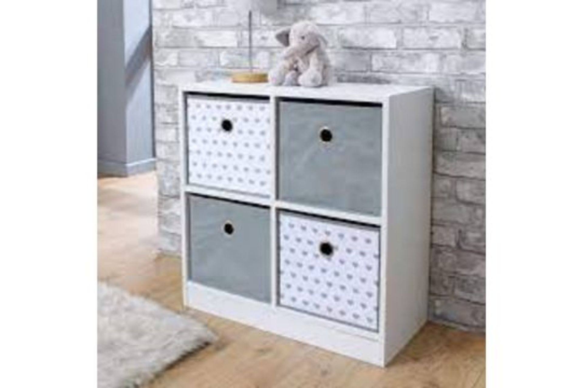 Jive 4 Cube Drawers - Grey/Grey Hearts. - BI. Update your storage solutions with cube storage