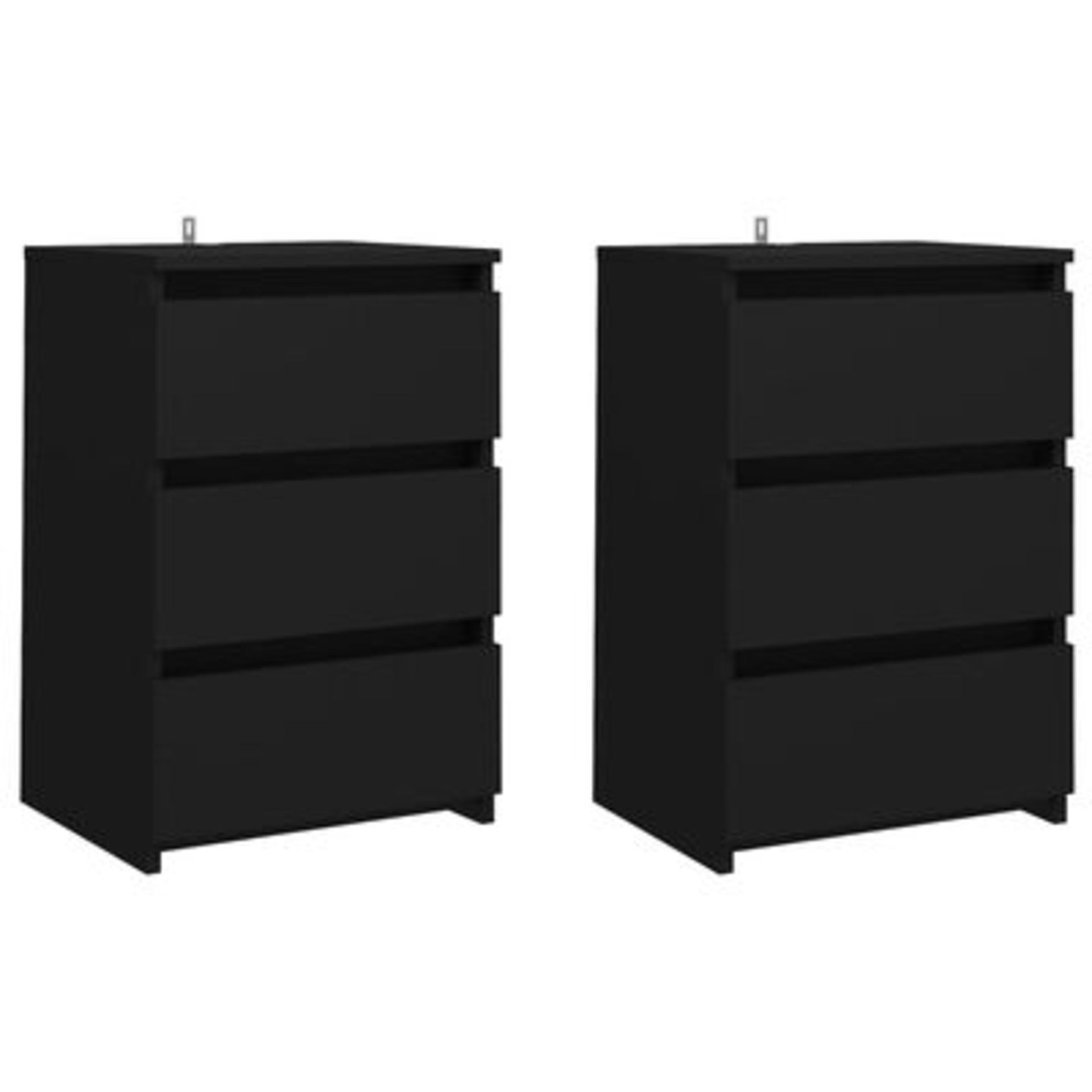 vidaXL Bed Cabinets 2 pcs Black 40x35x62.5 cm Engineered Wood. - SR47. The sturdy construction of