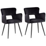 Sanilac Set of 2 Velvet Dining Chairs Black. - SR6. RRP £249.99. These chairs are all about modern