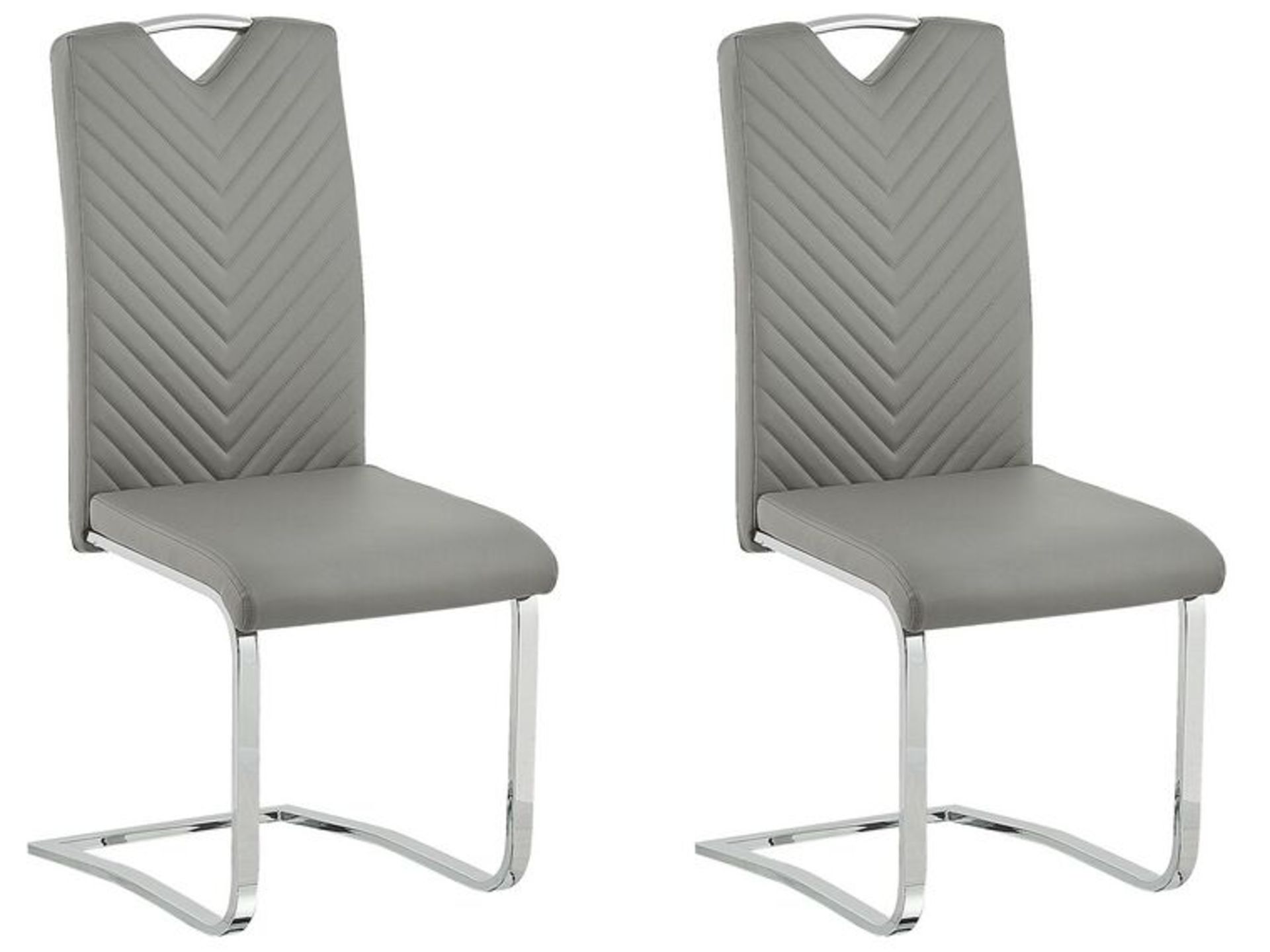 Picknes Set of 2 Faux Leather Dining Chairs Light Grey. - SR6. RRP £279.99. Add a modern touch to