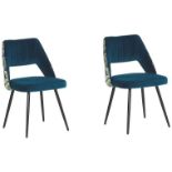 Set of 2 Ansley Velvet Dining Chairs Blue . - SR6. RRP £219.99. An elegant addition to any modern as