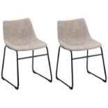 Batavia Set of 2 Fabric Dining Chairs Beige. - SR6. RRP £249.99. Add a sleek mid-century vibe to