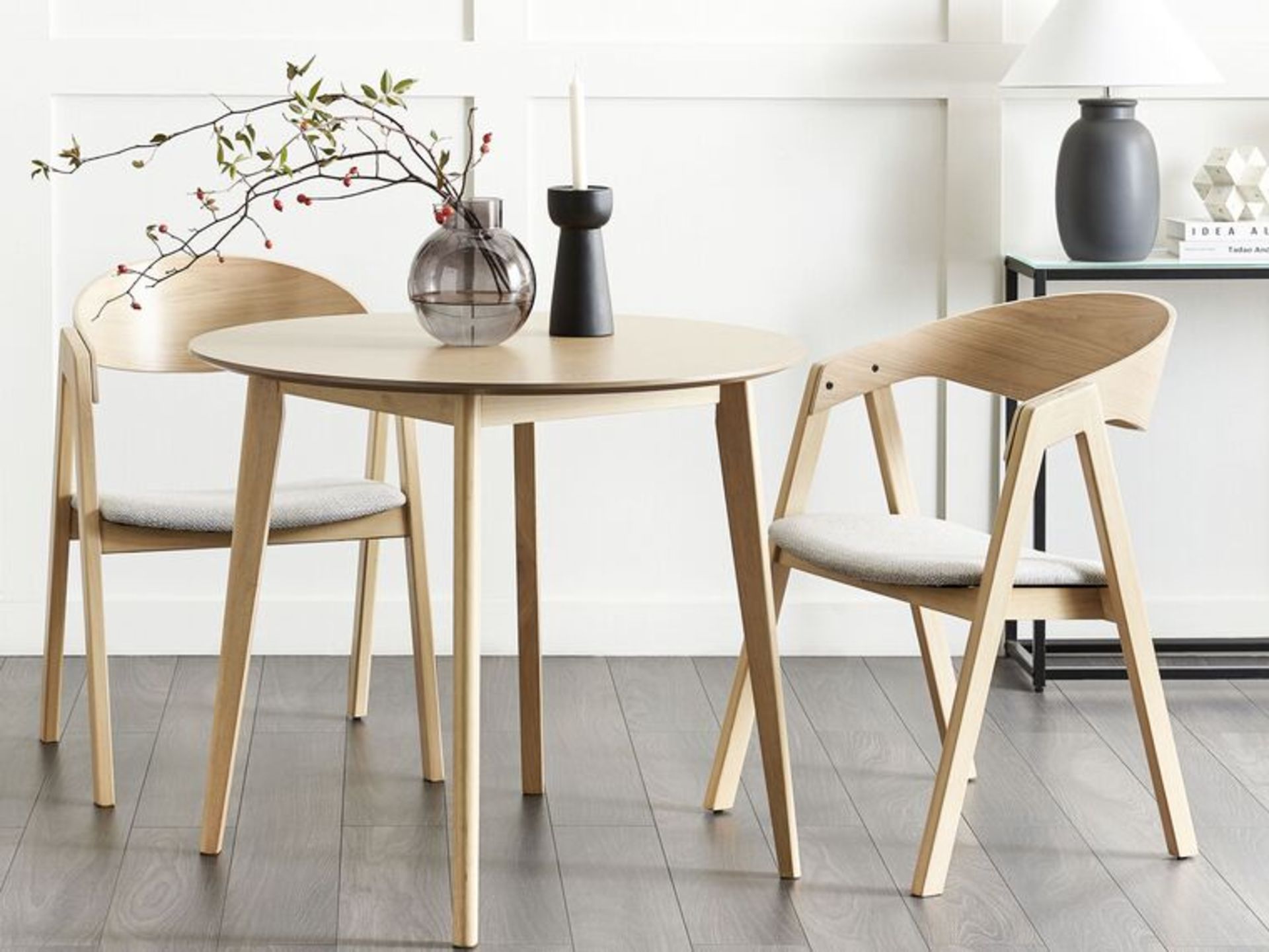 Yuba Set of 2 Dining Chairs Light Wood and Grey. - SR6. RRP £300.99. If you are looking for a - Image 2 of 2