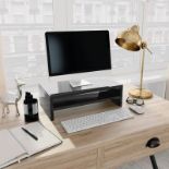 vidaXL Monitor Stand High Gloss Black 42x24x13 cm Engineered Wood. - SR3. This stand is made of