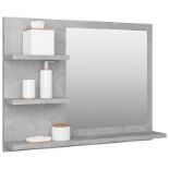 vidaXL Bathroom Mirror Concrete Grey 60x10.5x45 cm Engineered Wood. - SR3. The wall mirror is made