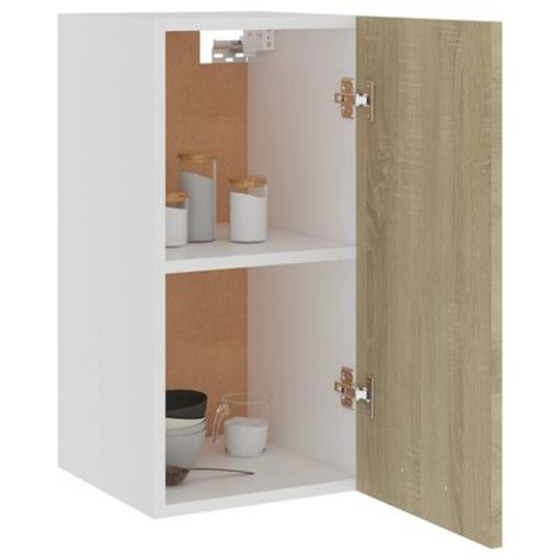 vidaXL Hanging Cabinet Sonoma Oak 29.5x31x60 cm Engineered Wood. -SR3. The storage cabinet is - Image 2 of 2