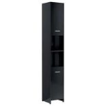 vidaXL Bathroom Cabinet High Gloss Black 30x30x183.5 cm Engineered Wood. - SR3. This chic cabinet is